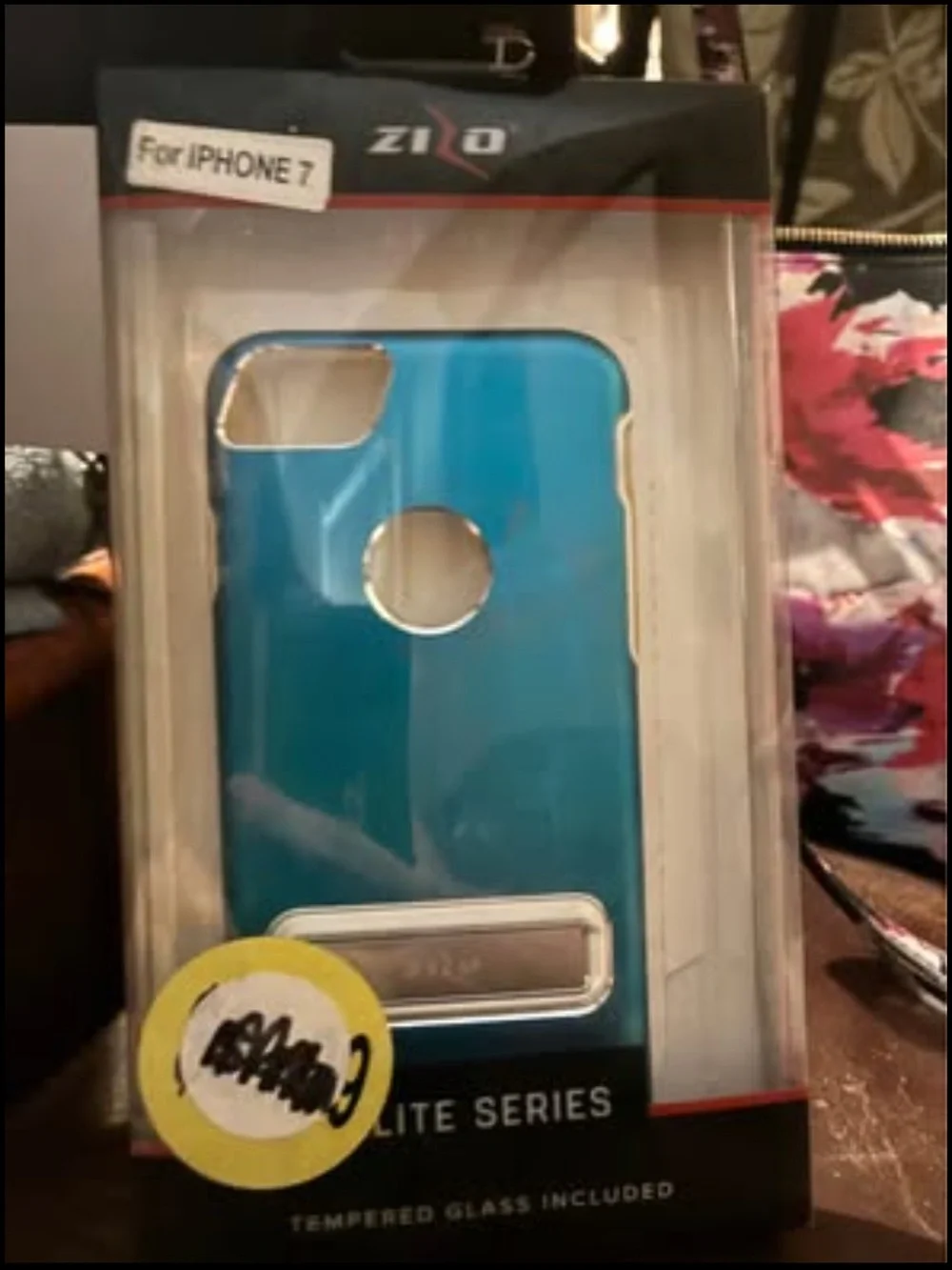 Cellphone Protective Case with Teal Trim and Black Back